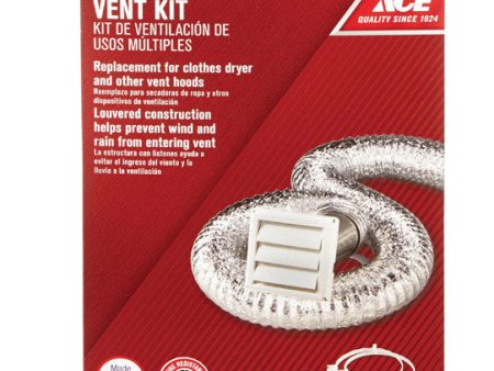 Ace 4 in. W X 4 in. L White Plastic Dryer Vent Kit Fashion