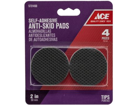 Ace Rubber Self Adhesive Non-Skid Pad Black Round 2 in. W 4 pk on Sale